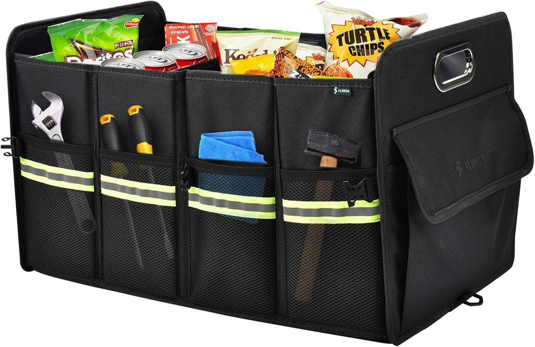 FLORICH Kofferraum Organizer mit Fächern Faltbare 63L Premium Kofferraumbox stabil Rutschfest Wasser