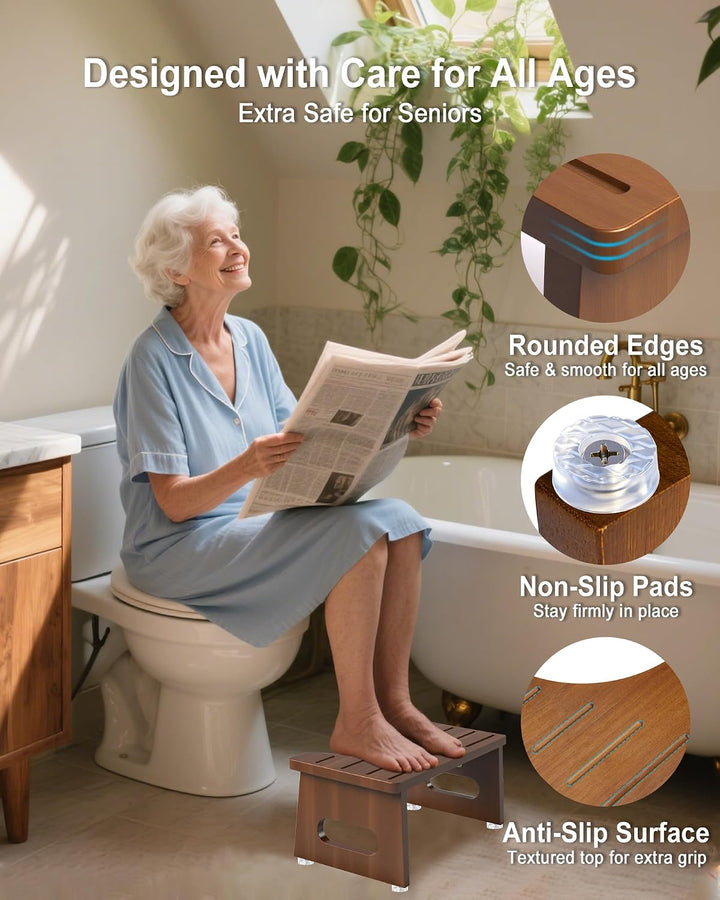 Toilettenhocker Holz, Klappbarer WC Hocker für Erwachsene, Toilettenhocker Erwachsene,Tritthocker Kl