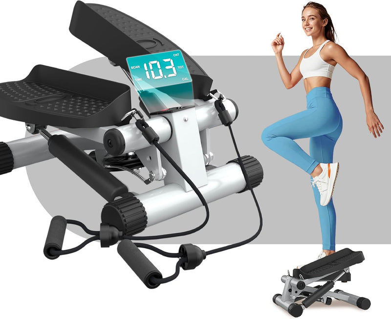 Niceday Mini Stepper für Zuhause | Up-Down Swing Stepper mit Power Ropes | Stepper Hometrainer mit L