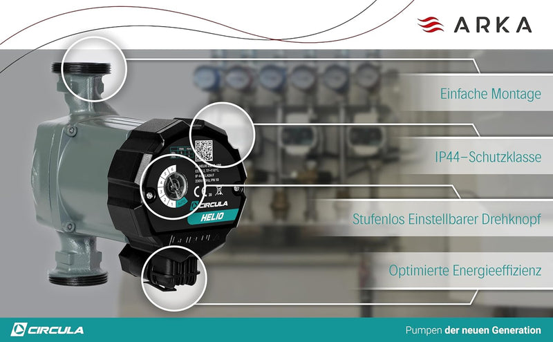 CIRCULA Hocheffizienzpumpe Helio 25-40/180, Robuste Umwälzpumpe und Heizungspumpe, IP 44, Auto-Modus
