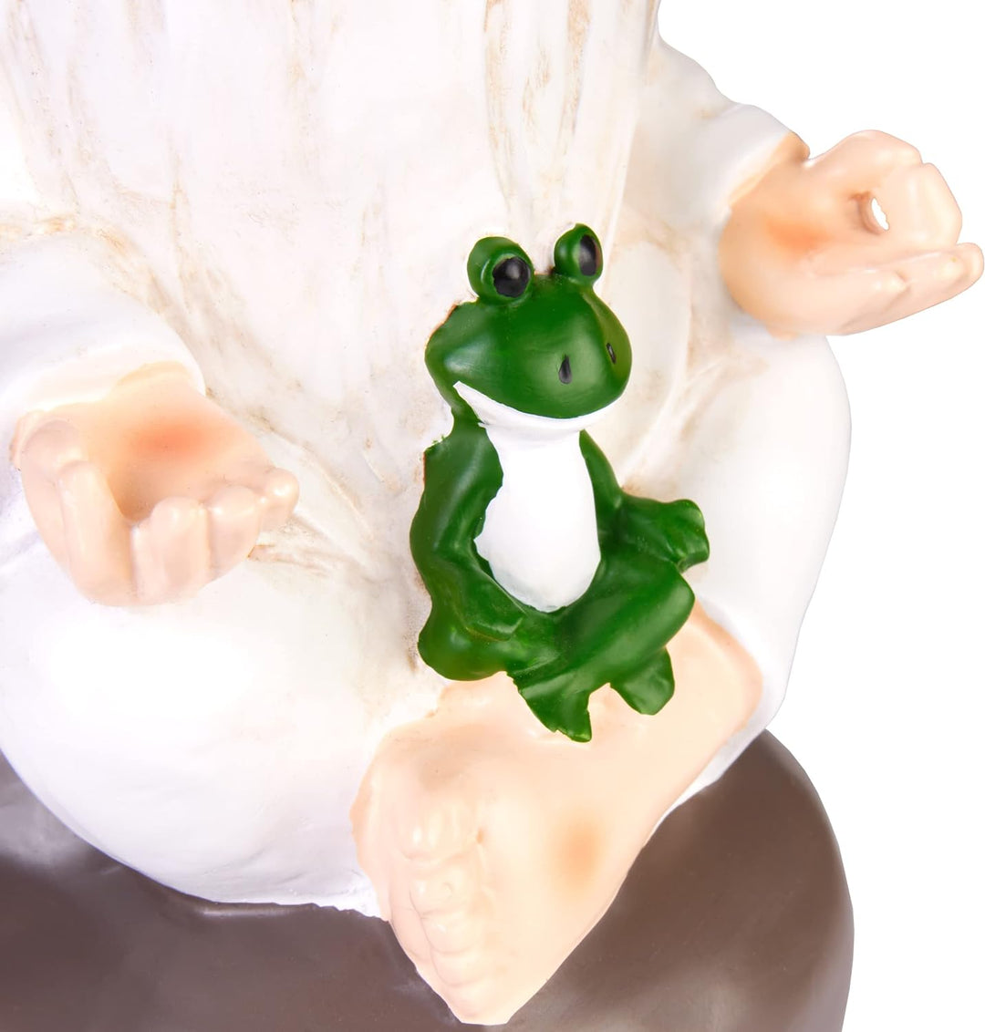 BRUBAKER Gartenzwerg meditiert mit Frosch - Zwerg Schneidersitz Yoga Meditation Übung Sukhasana - Ga