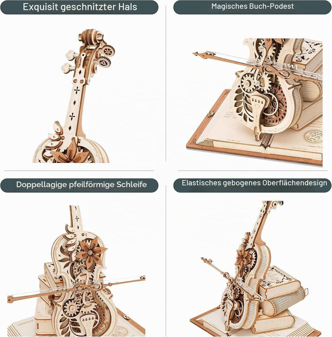ROBOTIME 3D Puzzle Holz für Erwachsene, Modellbausatz zu Bauen, Magic Cello Spieluhr Zahnrad Modell