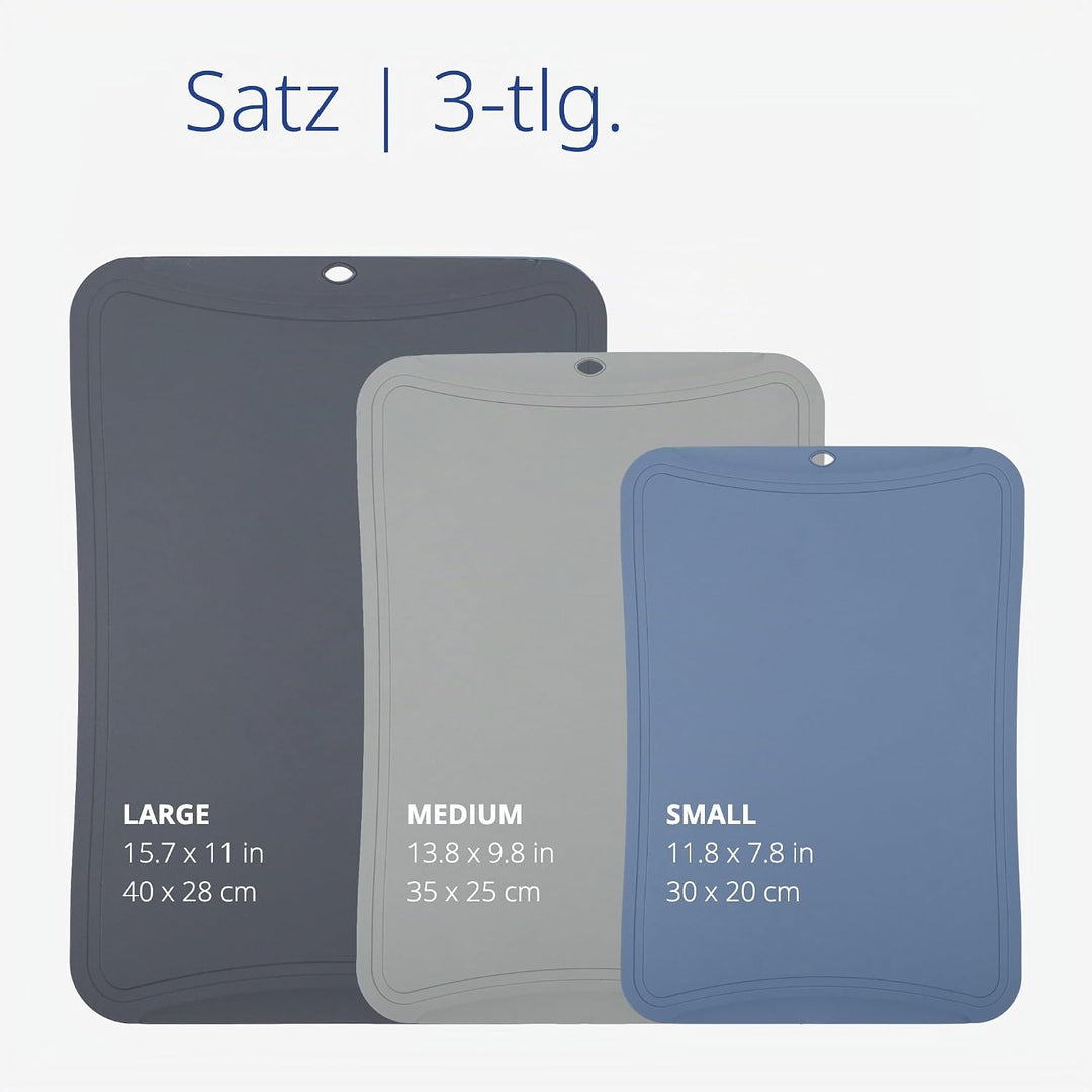 BLUE GINKGO TPU-Schneidematten [3er-Set] – Flexible, messerfreundliche und langlebige Küchen-Schneid