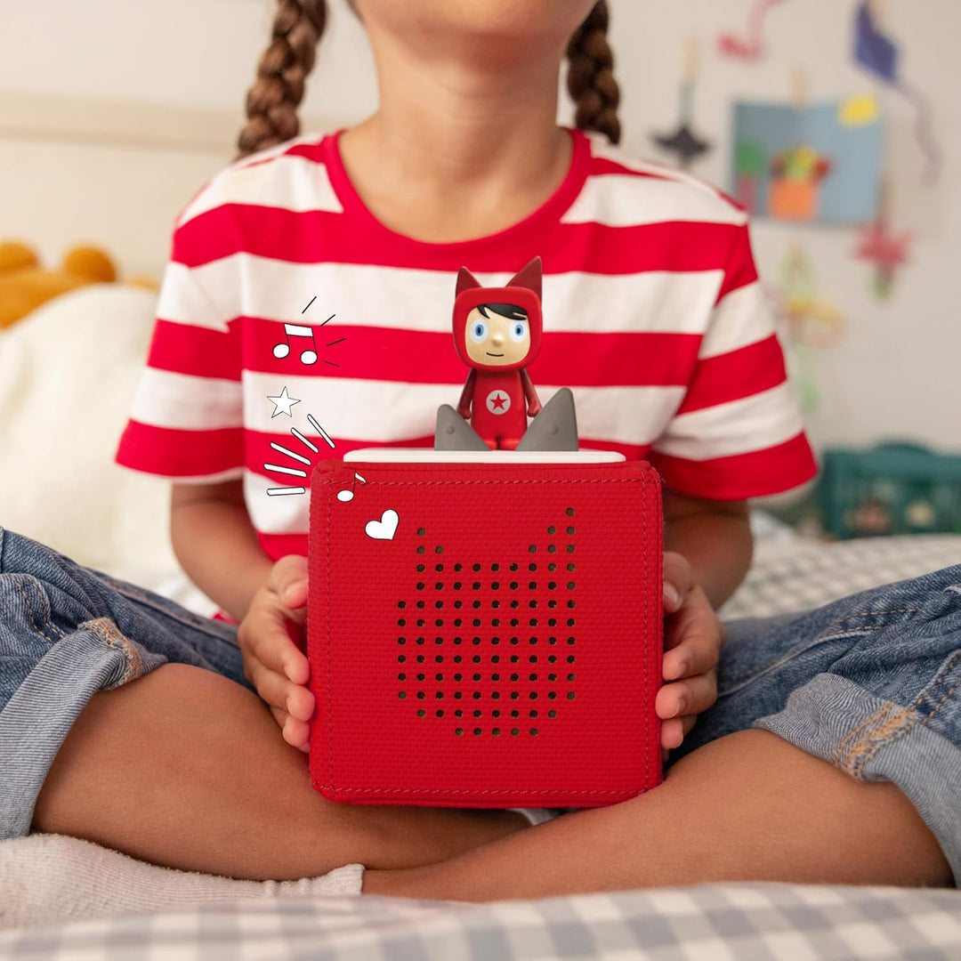 Toniebox Extrapack – Toniebox Starterset Rot + 4X Peppa Pig Hörfiguren, Audioplayer für Hörbücher un