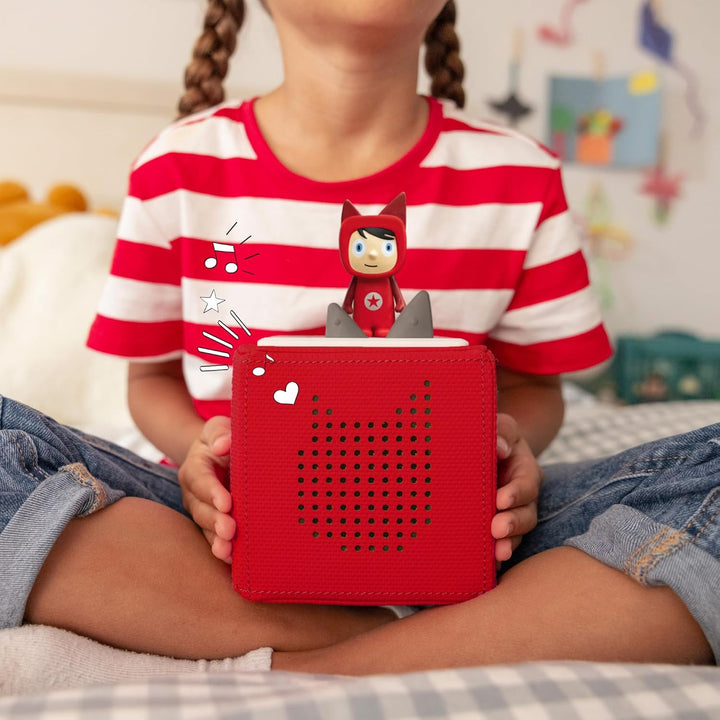 Toniebox Extrapack – Toniebox Starterset Rot + 4X Peppa Pig Hörfiguren, Audioplayer für Hörbücher un