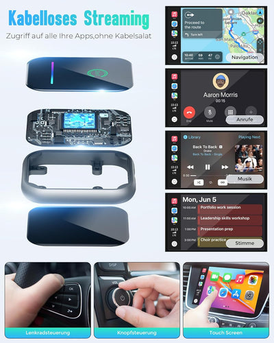 Android Auto & Carplay Wireless Adapter : 2 IN 1 Mini Wireless Adapter für Wired Android Auto/Carpla