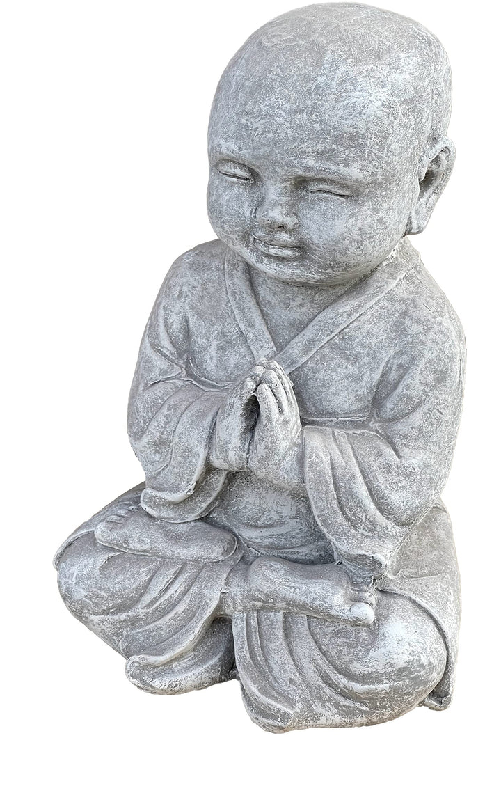 stoneandstyle Steinfigur betender Shaolin Mönch frostfest Steinguss ca. 18,3 kg
