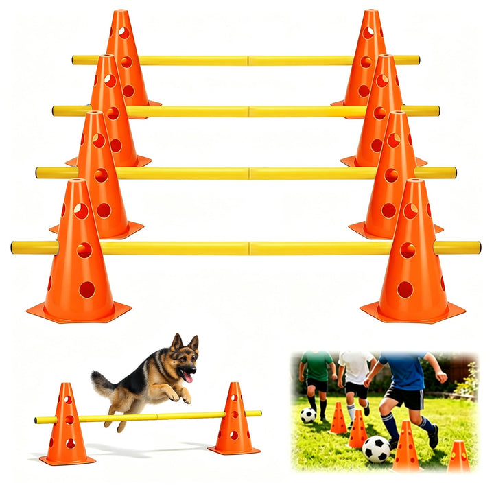 MeYuxg Agility Set Hunde – Cavaletti Steckhürdenset für kleine Hunde & Kinder, verstellbare Training