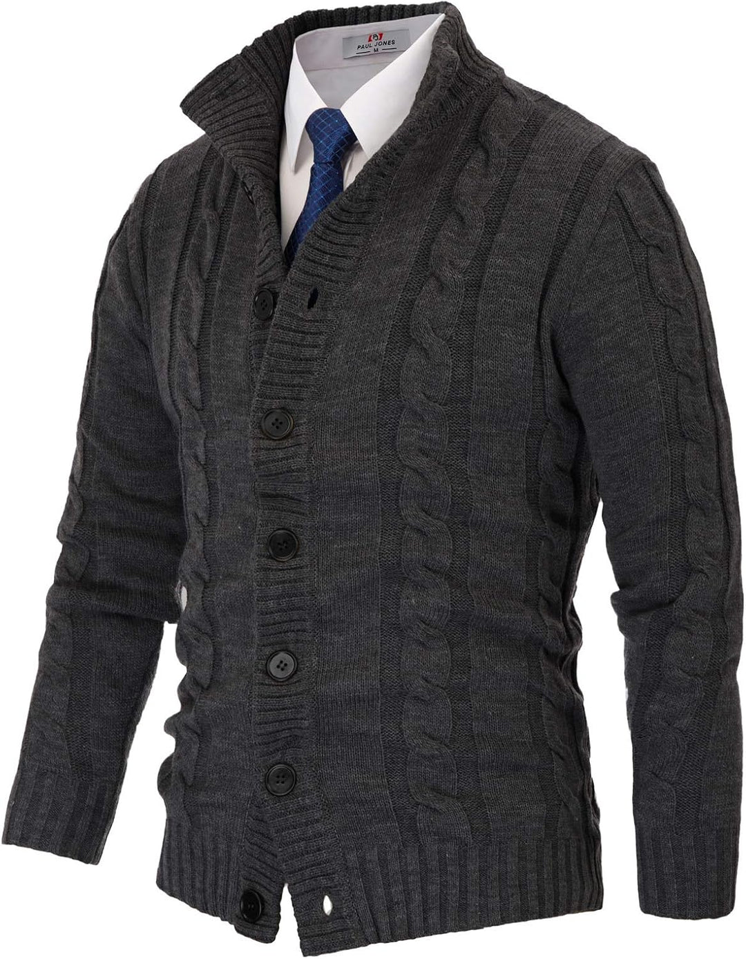 PJ PAUL JONES Herren Strickjacke mit Knopfverschluss Zopfmuster Strickjacke Cardigan mit Gerippter S