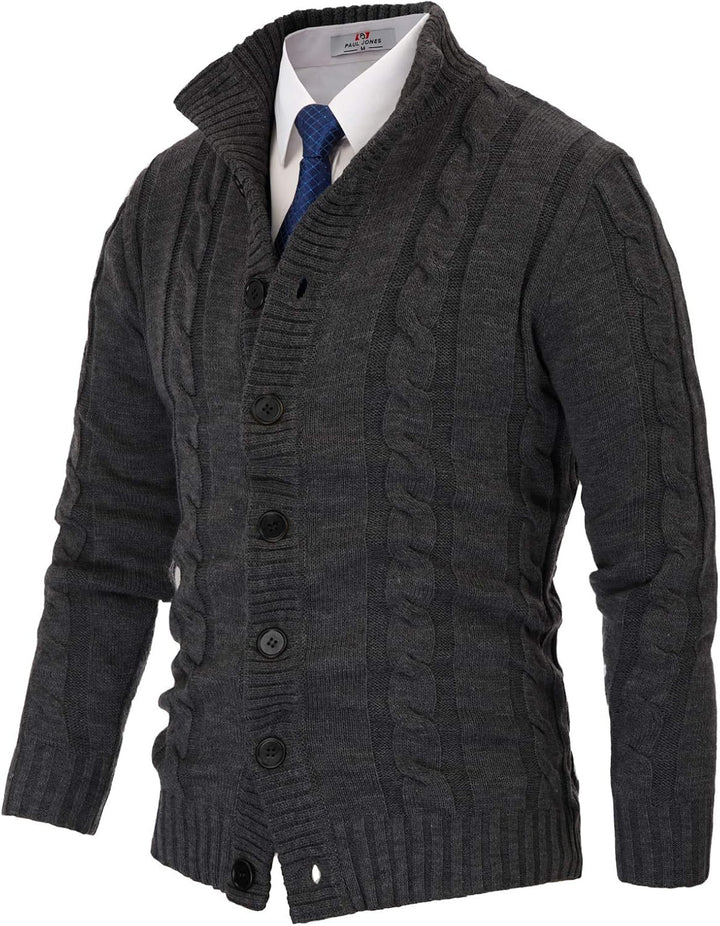 PJ PAUL JONES Herren Strickjacke mit Knopfverschluss Zopfmuster Strickjacke Cardigan mit Gerippter S