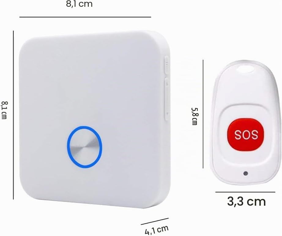 ALEENFOON Haus Wireless Mobiler Alarm Notruf Knopf Hausnotruf Panikalarm Wiederaufladbar Funkalarm f