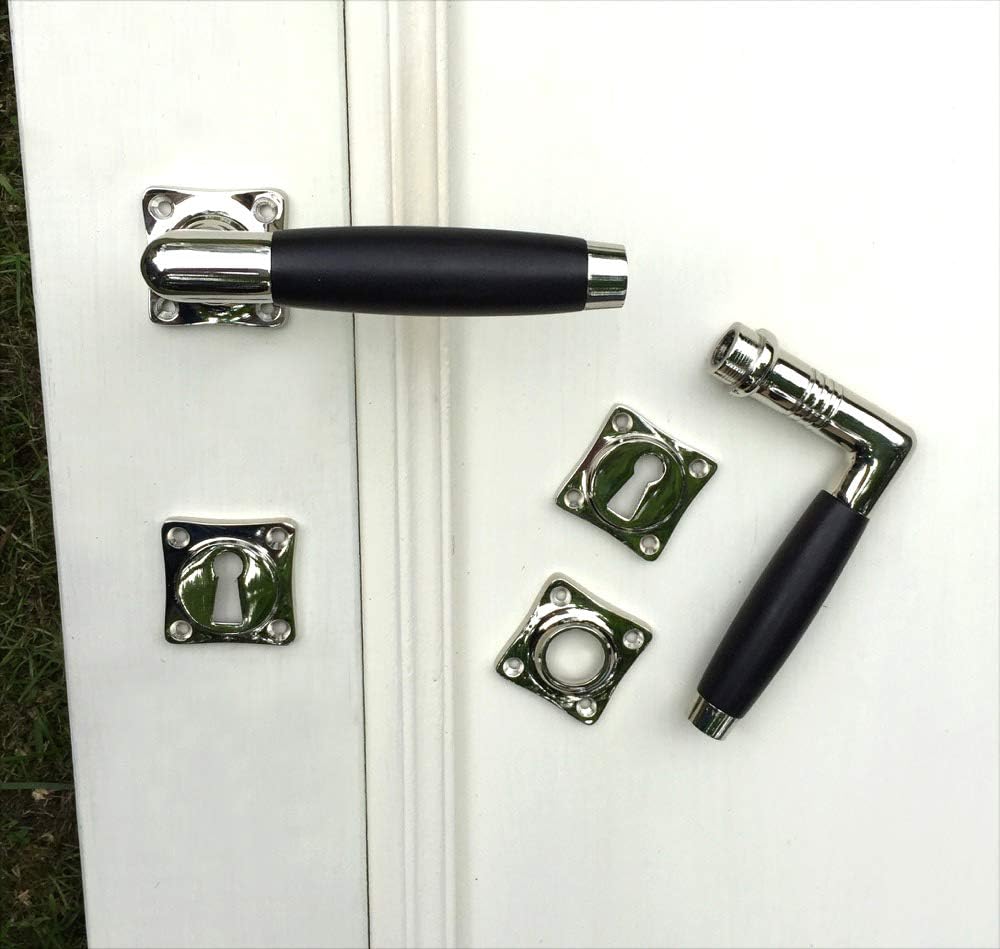 Antikas - Hochwertige Rosetten Garnitur, Türklinken mit Ebenholz Griffen - antike Türen