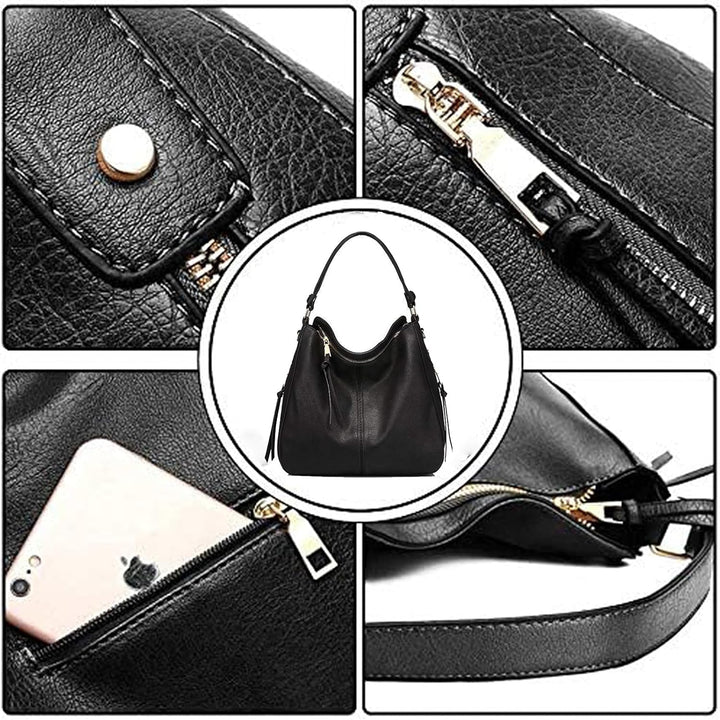 BestoU Handtasche Damen Schwarz Gross Leder Gross Tasche Umhängetasche Schultertasche Shopper Henkel