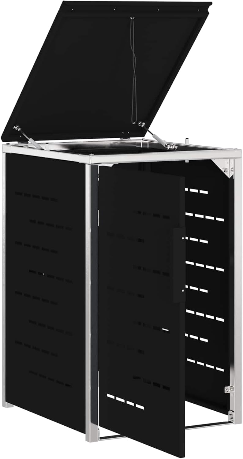 vidaXL Mülltonnenbox for 1 Bin 240L Schwarz, Schwarz