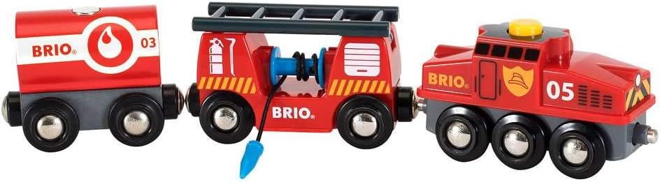 BRIO Bahn 33766 - Grosses Premium Set in Kunststoffboxen & World 33844 Feuerwehr-Löschzug – Feuerweh