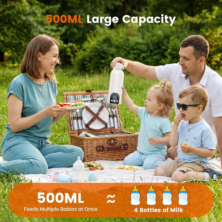 Tragbarer Flaschenwärmer Baby, 500-ml-Milchwärmerbecher, 140 W Schnellaufwärmung für Muttermilch und
