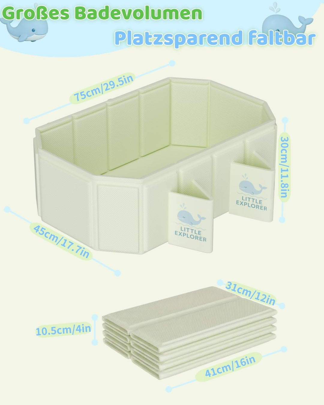 Babywanne Faltbar für Babys &amp; Kleinkinder von 0–6 Jahren, Klappbare Babybadewanne für Dusche &amp; Bad,