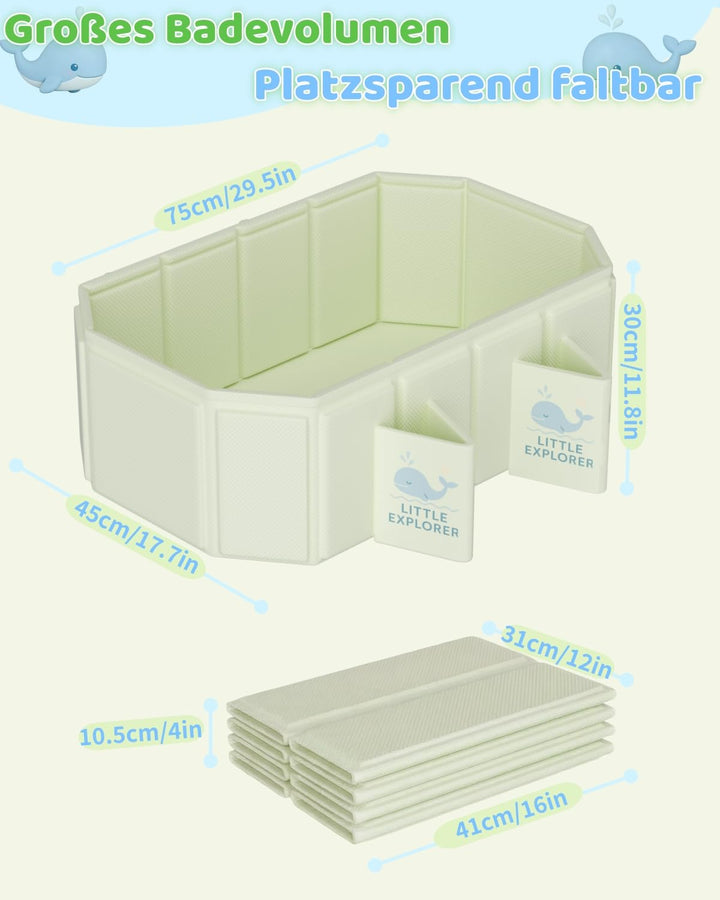 Babywanne Faltbar für Babys &amp; Kleinkinder von 0–6 Jahren, Klappbare Babybadewanne für Dusche &amp; Bad,