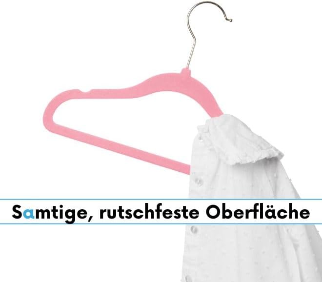OGIVO Kleiderbügel Kinder Samt– 50er Set – Kinder Bügel aus Samt 30 cm – Samtkleiderbügel 360° drehb