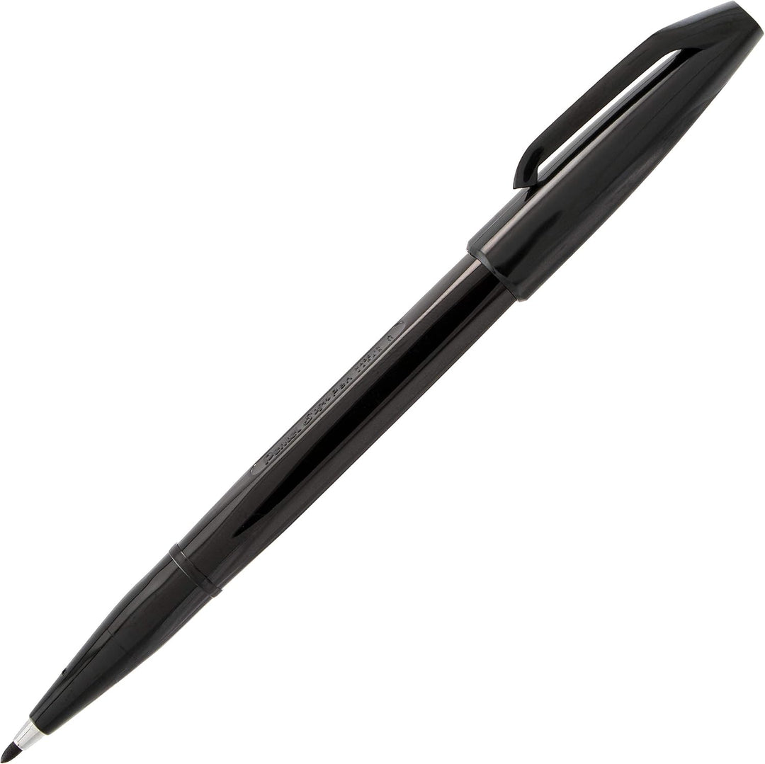 Pentel S520-A Sign Pen Faserschreiber, 0,8 mm Strichstärke, schwarz, 12er Pack, Schwarz