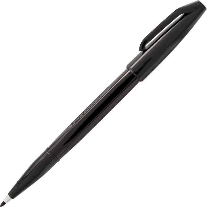 Pentel S520-A Sign Pen Faserschreiber, 0,8 mm Strichstärke, schwarz, 12er Pack, Schwarz