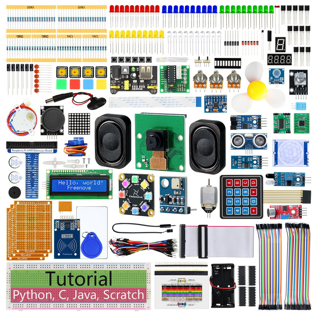 FREENOVE Complete Starter Kit for Raspberry Pi 4 B 3 B+ 400, Python C Java Scratch Code, 708-Page Tu