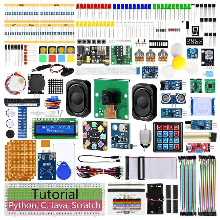 FREENOVE Complete Starter Kit for Raspberry Pi 4 B 3 B+ 400, Python C Java Scratch Code, 708-Page Tu