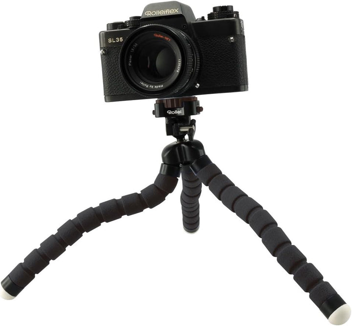 Rollei Smartphone Stativ Traveler - Schwarz &amp; Monkey Pod - Biegsames Mini Stativ mit flexiblen Beine