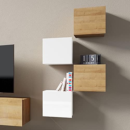 RAVIO Wandschrank Fango Wandregal Stilvoll Hängeschrank Grifflose Öffnen Hängeregal modernes Bücherr