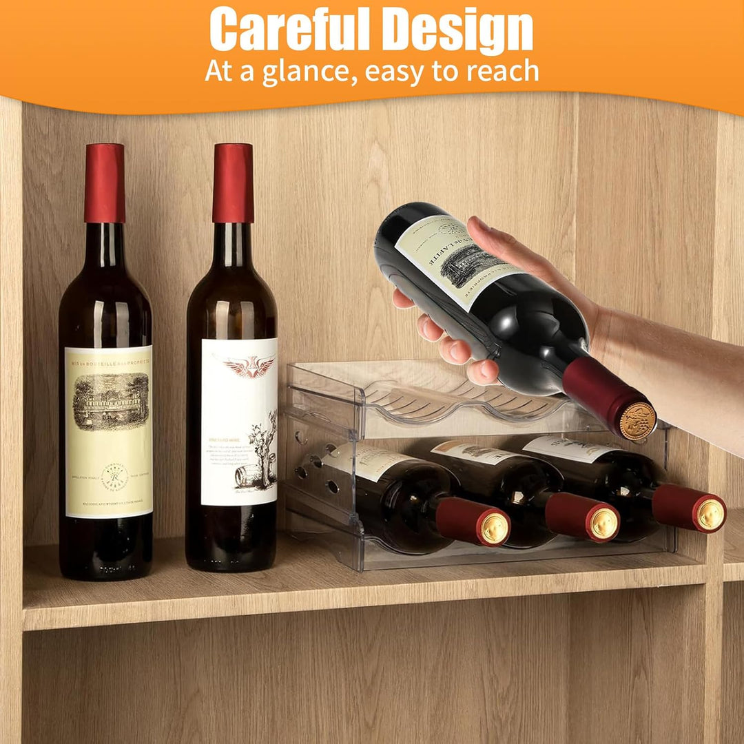 2 Ebenen Stapelbar Flaschenregal, Transparenter Weinregal, Dosenregal, Kühlschrank Organizer Flasche