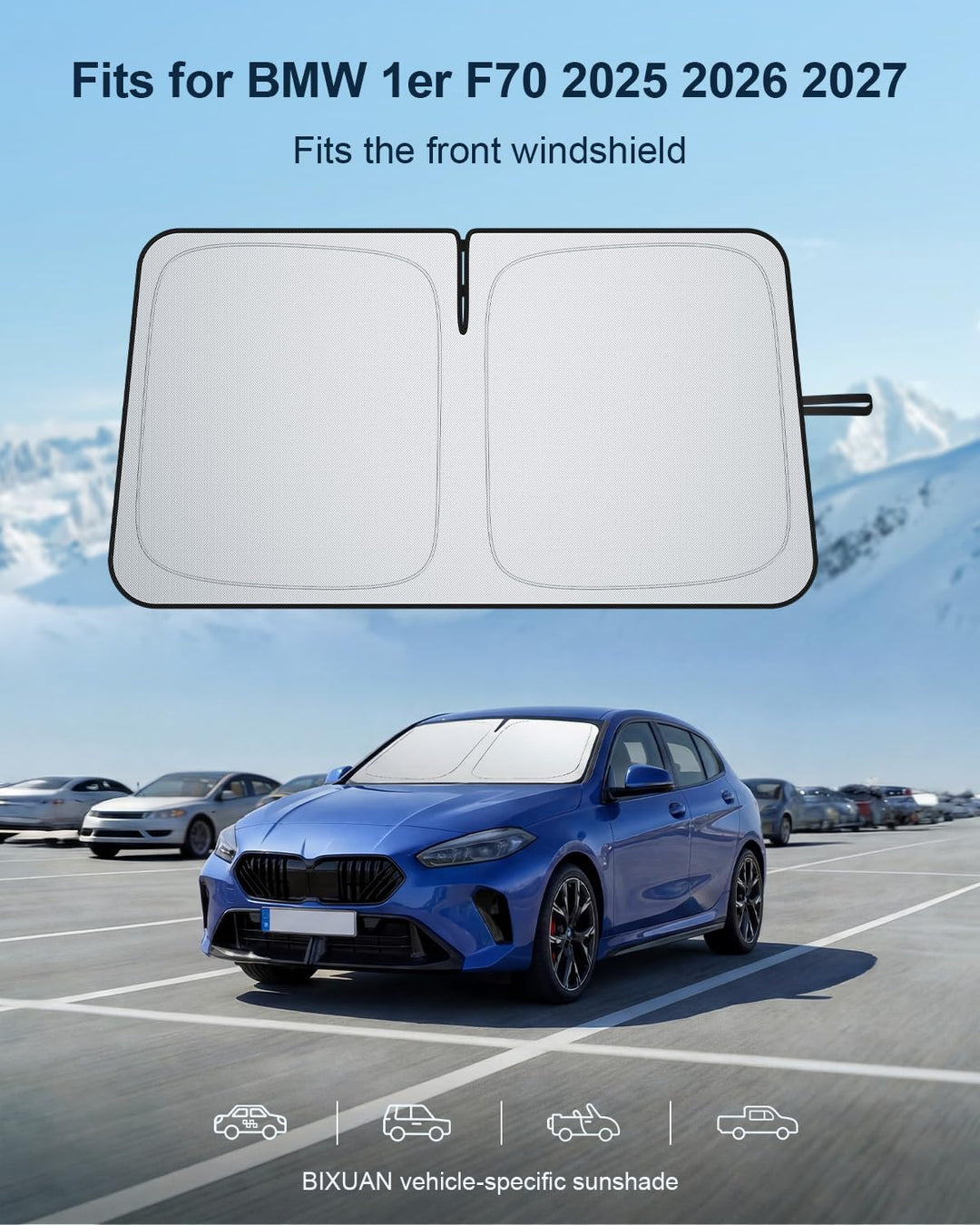 BIXUAN Frontscheiben-Sonnenschutz kompatibel mit BMW 1er F70 2025 2026 2027 Auto Sonnenschutz Abdeck