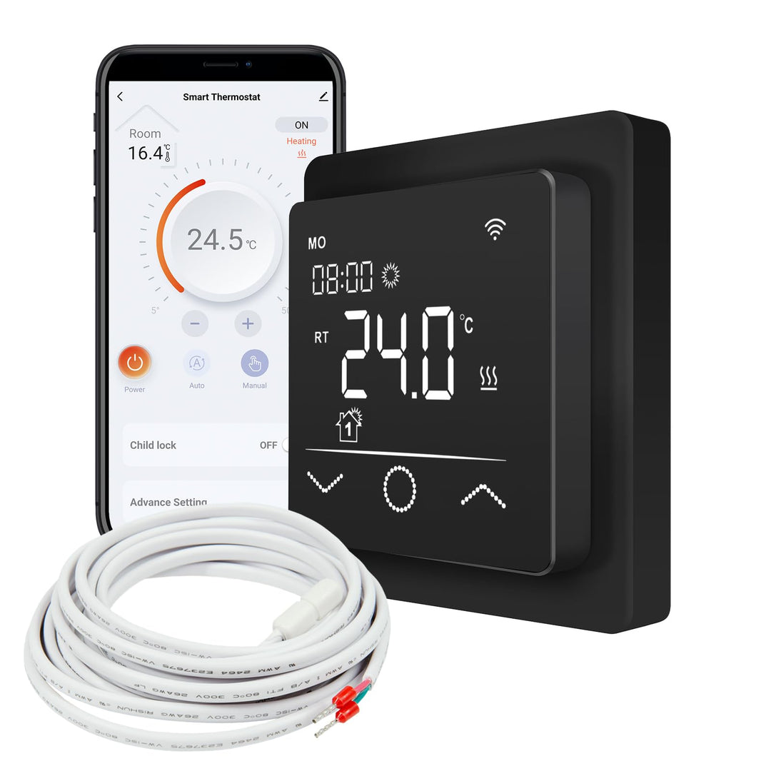 Mi-Heat Mi-750 Raumthermostat WLAN schwarz - Tuya Smart App Alexa Google Home - wassergeführte und e