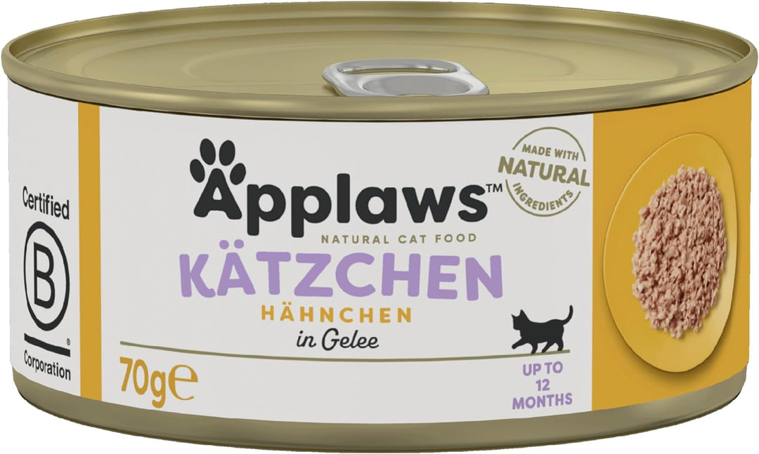 Applaws Natürliches Kätzchenfutter, Huhn Nasses Katzenfutter In Brühe Dose, 70 g (Packung mit 24 Stü