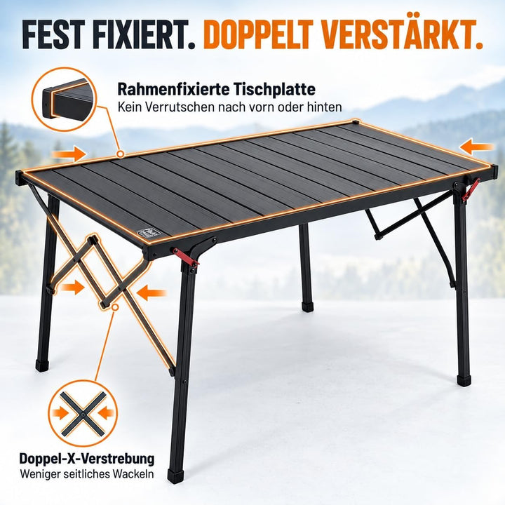 TIMBER RIDGE Campingtisch Klappbar Aluminium 112x70cm 100kg Traglast