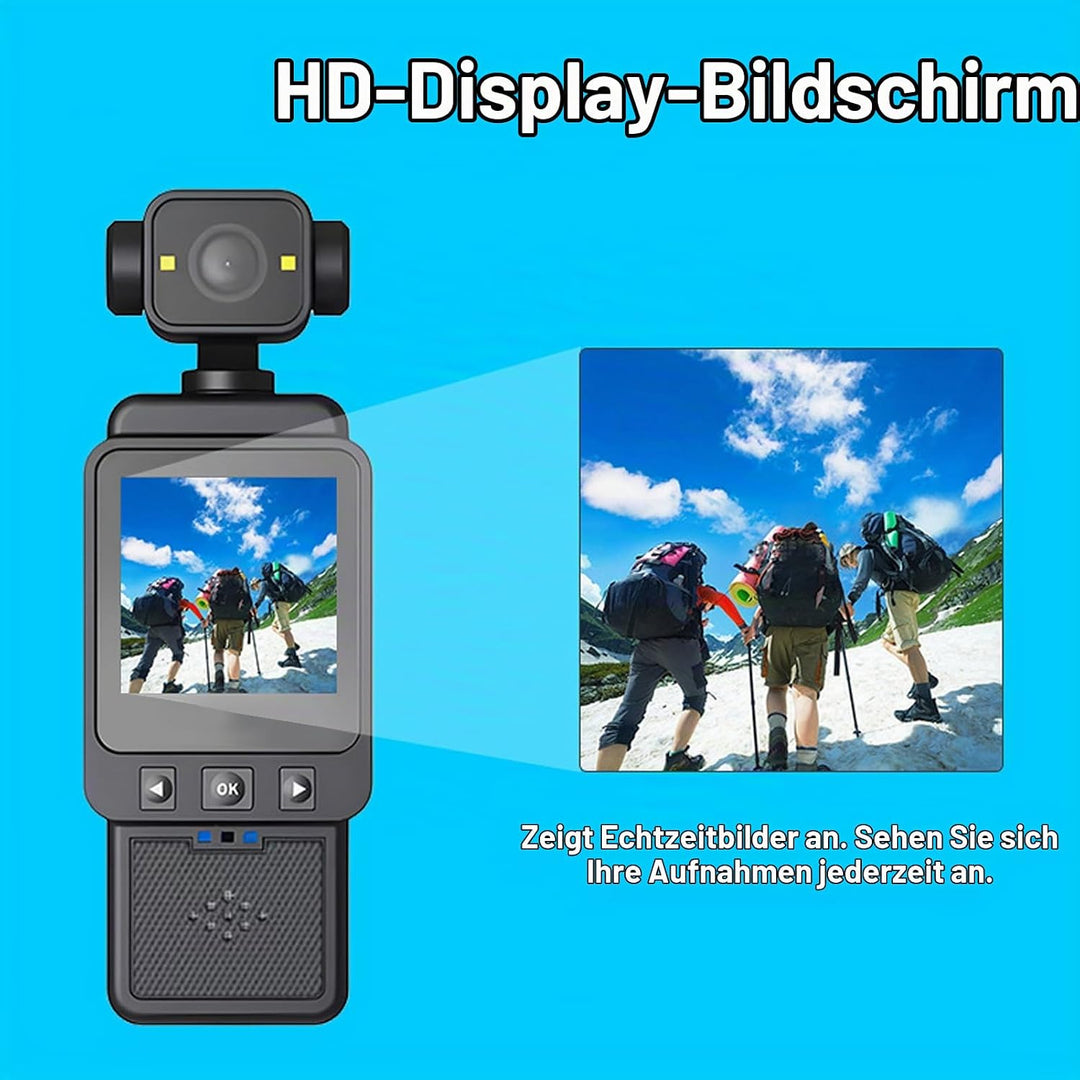 Denash 1080p Vlog -Kamera, Multi -Achse -Stabilisierung mit 270 -Grad- und 180 -Grad -Objektivrotati