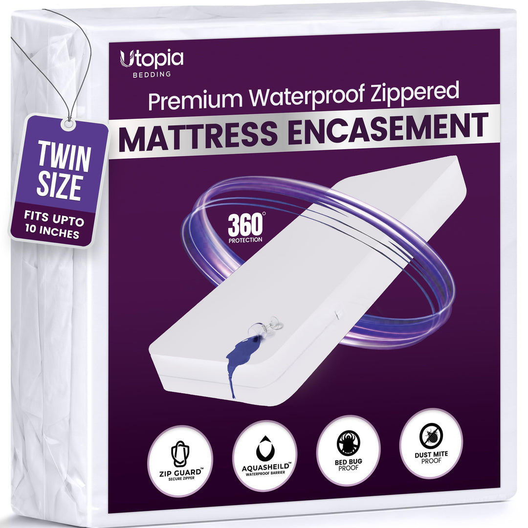 Utopia Bedding UB0183 Matratzenüberzug, Polyester, Weiss/opulenter Garten, Twin Twin 25,4 cm tief, T