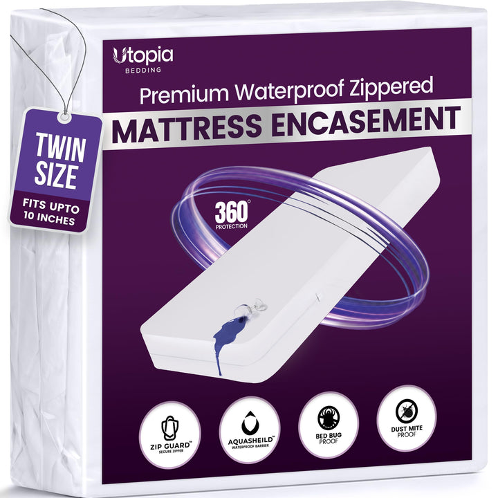 Utopia Bedding UB0183 Matratzenüberzug, Polyester, Weiss/opulenter Garten, Twin Twin 25,4 cm tief, T