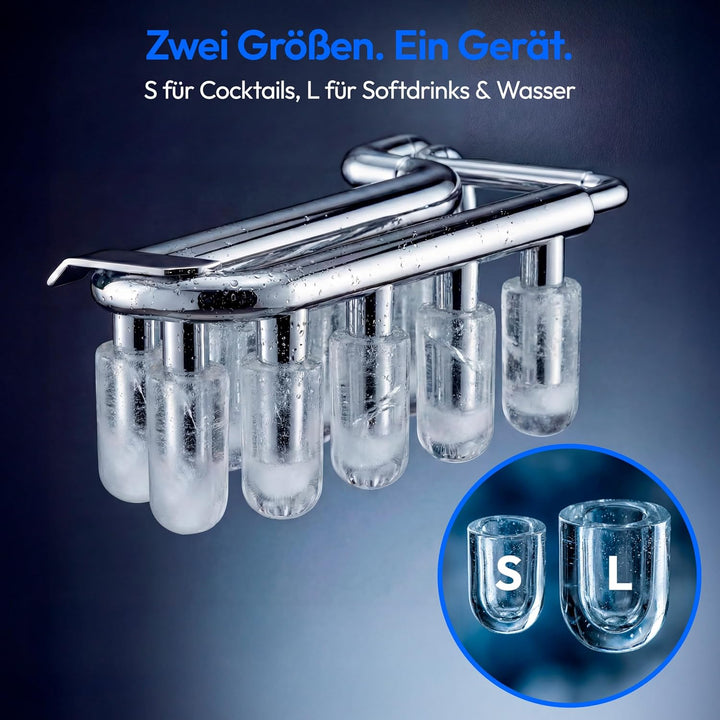 MEDION Eiswürfelmaschine, selbstreinigend, 12 kg Eis/Tag Eiswürfelbereiter, 2 Eiswürfelgrössen S &amp; L