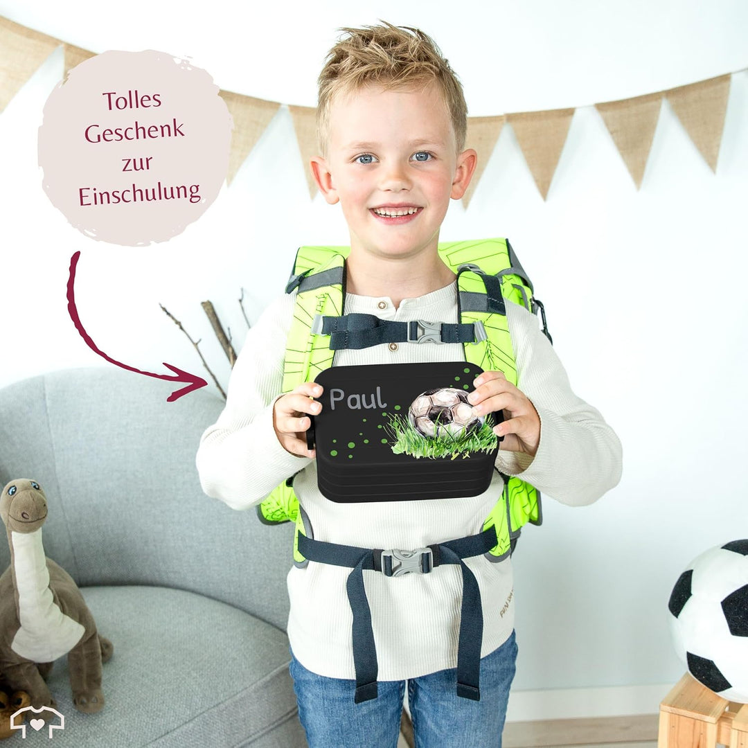 Kinder Bento Box Midi Mepal Bentobox - Personalisierbare Brotdose für Jungs mit Fussball Motiv | Lun