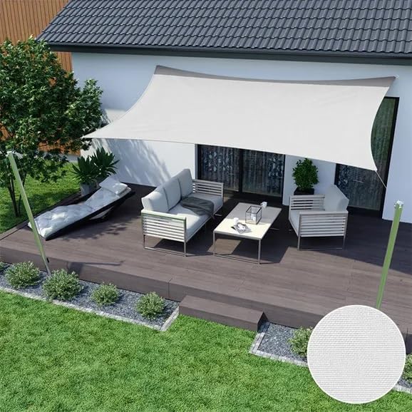 jarolift Basic Sonnensegel Rechteckig, Wasserabweisend, Sonnenschutz Sichtschutz für Terrasse Garten