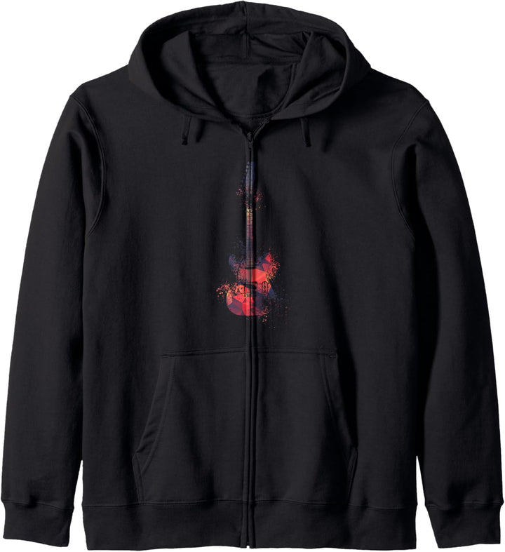 Geschenk für Gitarrenspieler | Gitarrenmotiv Silhouette Kapuzenjacke