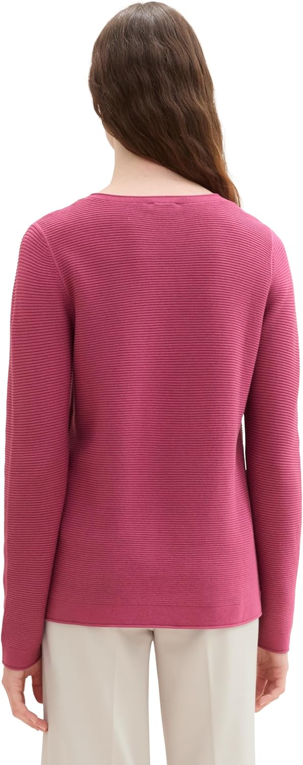 TOM TAILOR Damen Basic Strickpullover aus Bio-Baumwolle XS 16348 - Pink Velvet, XS 16348 - Pink Velv