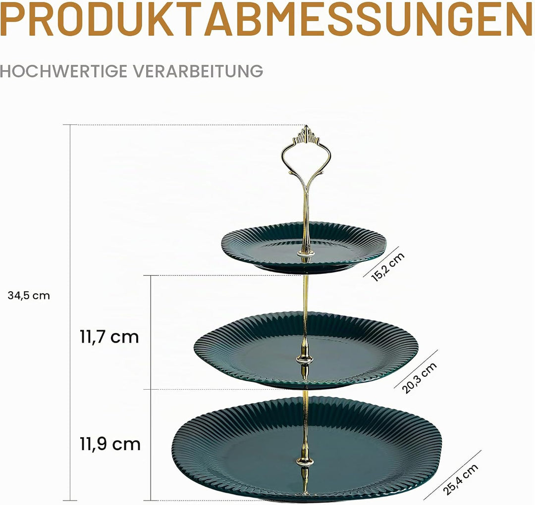 3-stöckiger Keramik-Cupcake-Ständer, Dessert-Kuchenständer &amp; Servierplatte für Teepartys und Hochzei