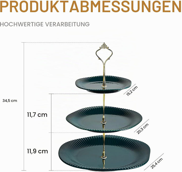 3-stöckiger Keramik-Cupcake-Ständer, Dessert-Kuchenständer &amp; Servierplatte für Teepartys und Hochzei