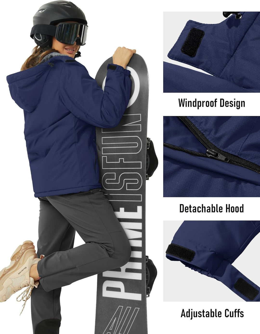MAGCOMSEN Winterjacke Damen Skijacke mit Fleece Snowboardjacke Ski Jacken | Wasserabweisend &amp; Windsc