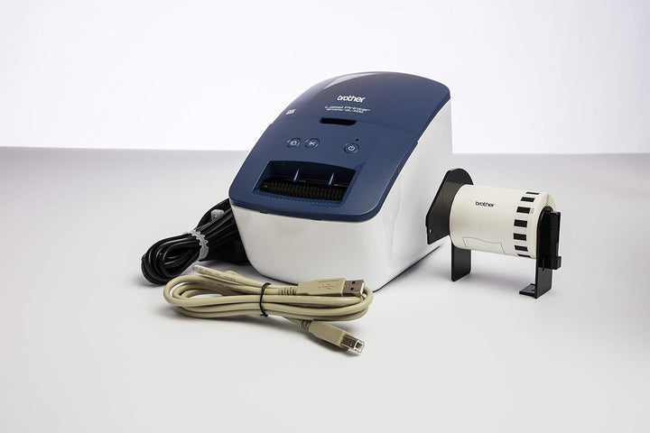 Brother QL-600B Blau Etikettendrucker (USB-Schnittstelle, Barcodedruck, automatische Schneideeinheit