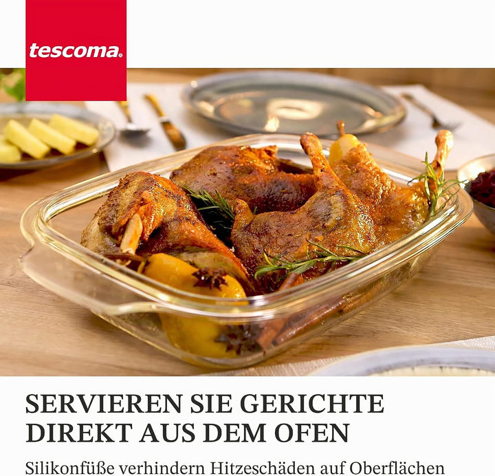 Tescoma GrandChef Rechteckbräter mit Deckel, Glas, 40 x 26 cm, 40 x 26 cm