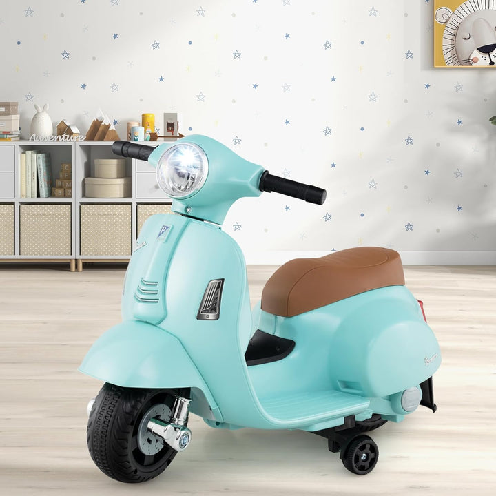 COSTWAY Kinder Motorrad Elektrisch, Vespa 6V Motorrad mit LED-Scheinwerfer &amp; Hupe, 2-2,5 km/h Elektr