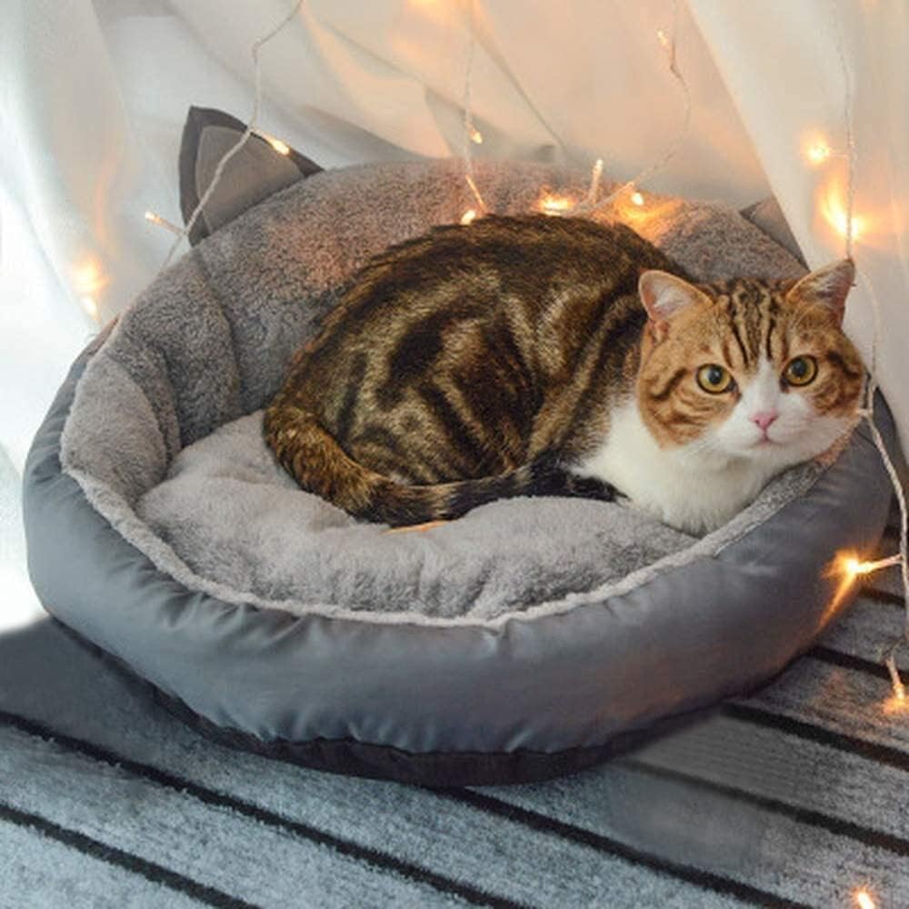 Queta Hundebett Waschbar, Katzenbett. Katzenohrform Runde Hundekorb Warmes Haustierbett Katzenbett,