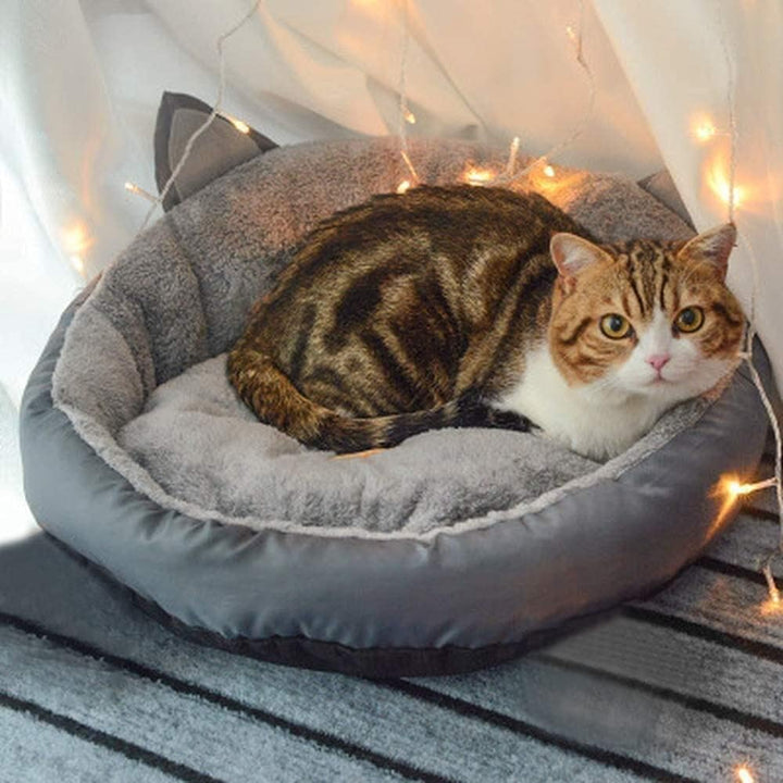 Queta Hundebett Waschbar, Katzenbett. Katzenohrform Runde Hundekorb Warmes Haustierbett Katzenbett,